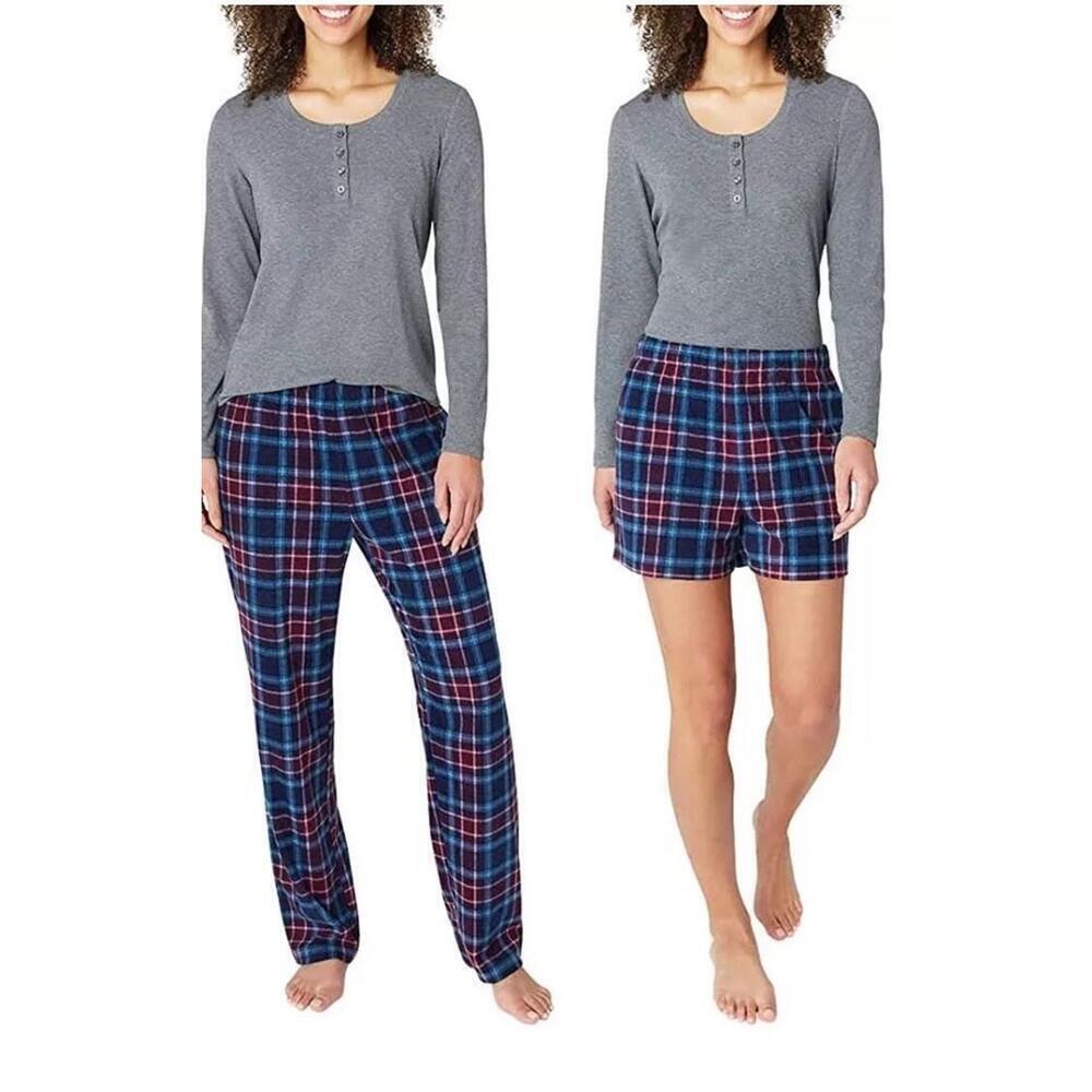 Eddie Bauer Women's 3-Piece Waffle Knit Pajama Set Long Sleeve Henley, AL9 Sz XL